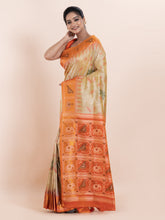 KAVVYA  BEIGE IKAT WEAVING SAREE